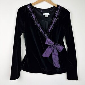 Vintage 80's Jackie Jon Velvet Beaded Top